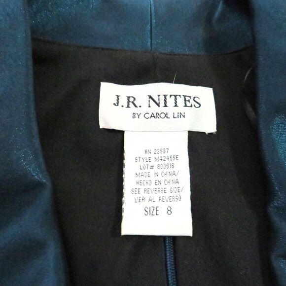 J. R. Nites Turquoise Dressy Fitted Mock Wrap Top for Women Sz 8 - Picture 11 of 11